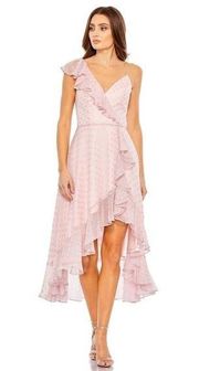 Mac Duggal Blush Ruffle Faux Wrap Cocktail Midi Dress Size 14 NWT