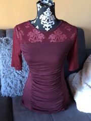 INC  Burgundy 1/2 Top Size S