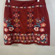 NWT THML Embroidered Faux Suede Mini Skirt