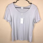 NWT Armani Collezioni Women’s Light Gray Scoop Neck Short Sleeve Shirt