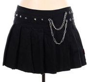 Tripp NYC Pleated Mini Skirt with Draped Chains and Studs