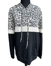 Into the Jungle Color Block Hoodie- Oatmeal & Black