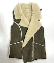 Moon River Anthro Suede Wool Shearling Vest M