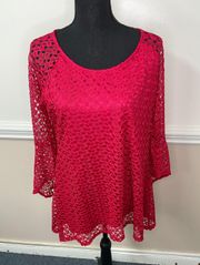 s Lace Hot Pink Blouse