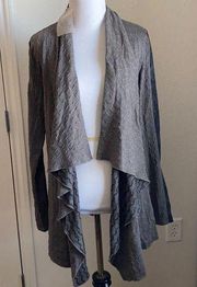 NWT Hem & Thread Waterfall Textured Cardigan w/ Faux Leather Sleeve Detail