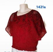 Studio Y red blouse XSmall women short sleeve top shirt‎ work 142101