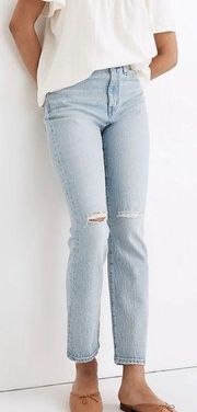 Madewell The High-Rise Slim Crop Boyjean in Dumas Wash: Ripped Edition