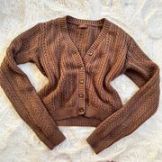 Cable Knit Cropped Cardigan Sweater