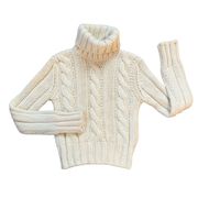 Vintage United Colors Of Benetton Chunky Cream Knit Turtleneck Sweater