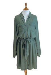 Tacera Utility Dress Green Size XL Minimalist Coastal Flowy Bohemian Neutral