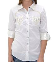 Buckle Roar Reining II Embroidered Western Pearl Snap Button Down Size Small