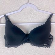 Lucky Brand Black‎ Black Lace Lightly Lined T-Shirt Bra Underwire Size 38C