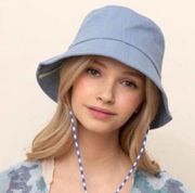 NWOT Do Everything In Love Blue Adjustable String Bucket Hat One Size ~