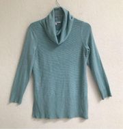 Adrienne Vittadini Aqua cowl neck long sweater M