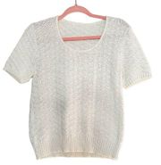 Handmade Knit Vintage Sweater Short Sleeve Ivory