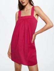 Mango hot pink textured cotton loose fit mini sundress size 6