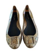 Gold Glitter Jelly Flats | 38