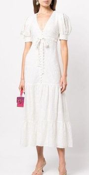 Alice + Olivia Stori Floral Emboidered Midi Dress NWT White Size 12