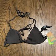 Volcom Black Simply Seamless Triangle Tie Bikini Top, S NWT
