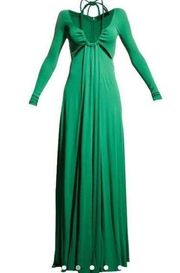 Proenza Schouler Drawstring Keyhole Matte Jersey Maxi Dress Size 0 Green Halter