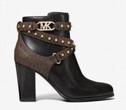 Black Brown Multi Kincaid Studded Logo Ankle Boot