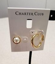 MIX IT UP! Charter Club Gold Tone Hoop & Pearl Stud Earrings