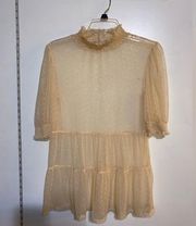 Scobe sheer babydoll blouse with mock turtleneck