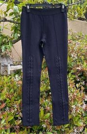 BCBGMAXAZRIA BEAU Black Lace Tie Up Leggings. Size Small. EUC!