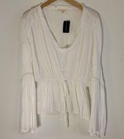 NWT Promesa White Long Sleeve Peasant Blouse - Size Large