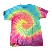 Hot Topic Black Matter Women's Medium Tie Dye 'Love is Love' Short Sleeve Tee