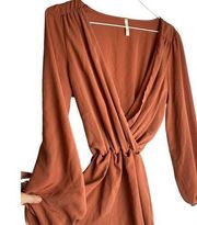 Sage burnt orange long sleeve shorts romper size small