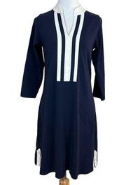 Spartina 449 Dress‎ Small Navy Blue 3/4 Sleeve Tunic Above Knee Stretch Office