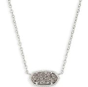 Kendra Scott Elisa Pendant Necklace in Platinum Drusy Silver NWOT