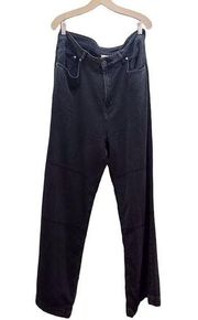 The Ragged Priest Wide Leg Denim Paneled Jeans Black