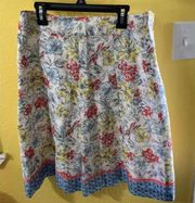 Talbots Woman’s Floral Dragonfly Print Skirt Size 2P