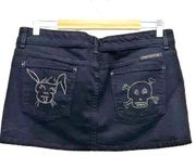 Citizens of Humanity Embroidered Skull Bunny Black Denim Mini Jean Skirt Size 30