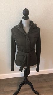 Olive Green Jacket With Faux Fur Trim