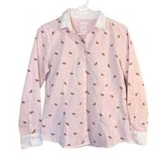 Brooks Brothers Watermelon Button Down Oxford Blouse Collared Striped Women's 8