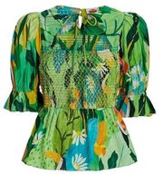 Vintage Toucans Smocked Peplum Top