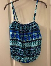 Venus Swimsuit Top Blue Abstract Pattern Size 6