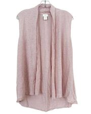 St. Tropez 100% Linen Light Pink Sleeveless Cardigan Sz M