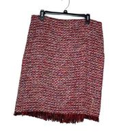 Carlisle Women Mini Skirt Lined Wool Blend Tweed Boucle Fringe Hem Plus Size 16