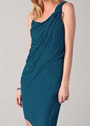 Helmut Lang asymmetrical shoulder draped dress