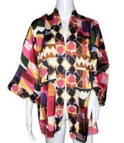 Soft Surroundings Kimono Womens S/M Petite Margot Topper Satin Open Front Boho