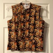 Christopher & Banks Vintage Retro Brown Floral Vest Medium