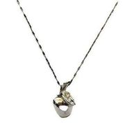 Express Solid Silver Plated Charm Necklace Micro Pavé Rhinestone Embellished OS