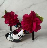 IRON FIST Dia de Los Muertos Floral Skull Heels Size 38 / US 7