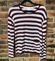 Maison Jules Burgundy Pink Striped Knit Lightweight Top Women's Size XS