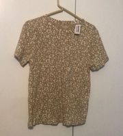 Old Navy Everyday Wear Women’s Short Sleeve Tee Size Small Tan/White NWT