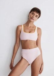 New Madewell x OOKIOH Cannes High-Rise Bikini Bottoms Pink Size Medium